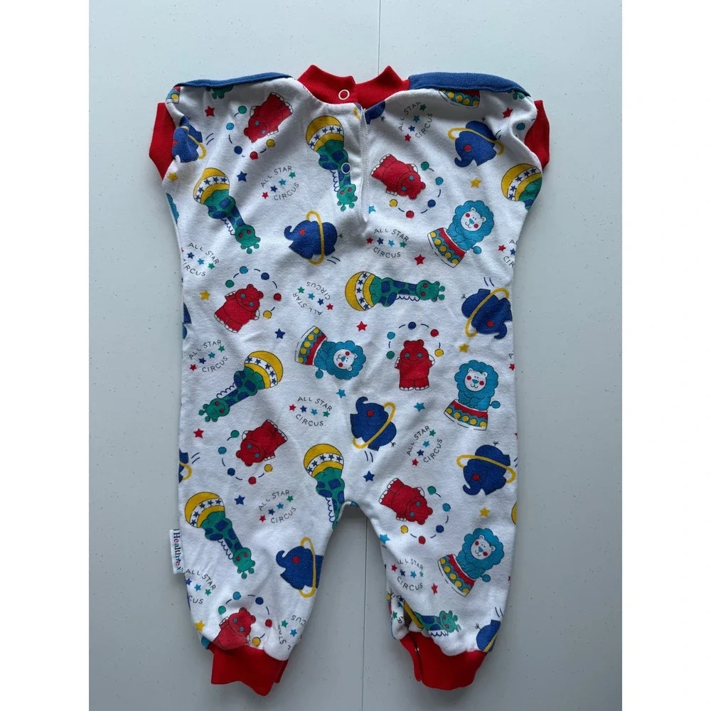 Vintage HEALTHTEX Circus Train Romper 6-9 Months Primary Colors Retro
